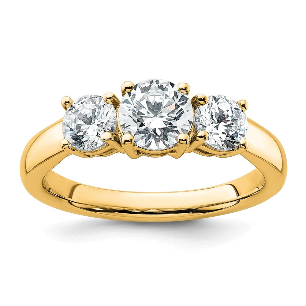 14k 1 1/2 ct Cert Lab Grown Diamond VS/SI+ G+ 3 Stone Complete Eng Ring